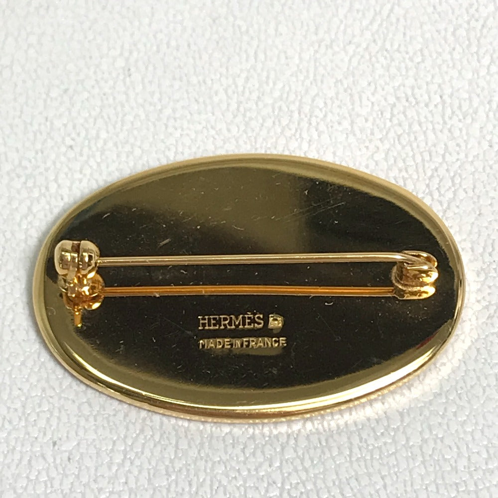 HERMES Bird Motif Email Accessory Fashion Accessory Brooch GP Ladies Gold x Red