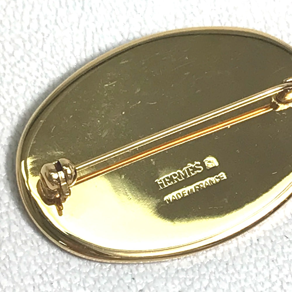 HERMES Bird Motif Email Accessory Fashion Accessory Brooch GP Ladies Gold x Red