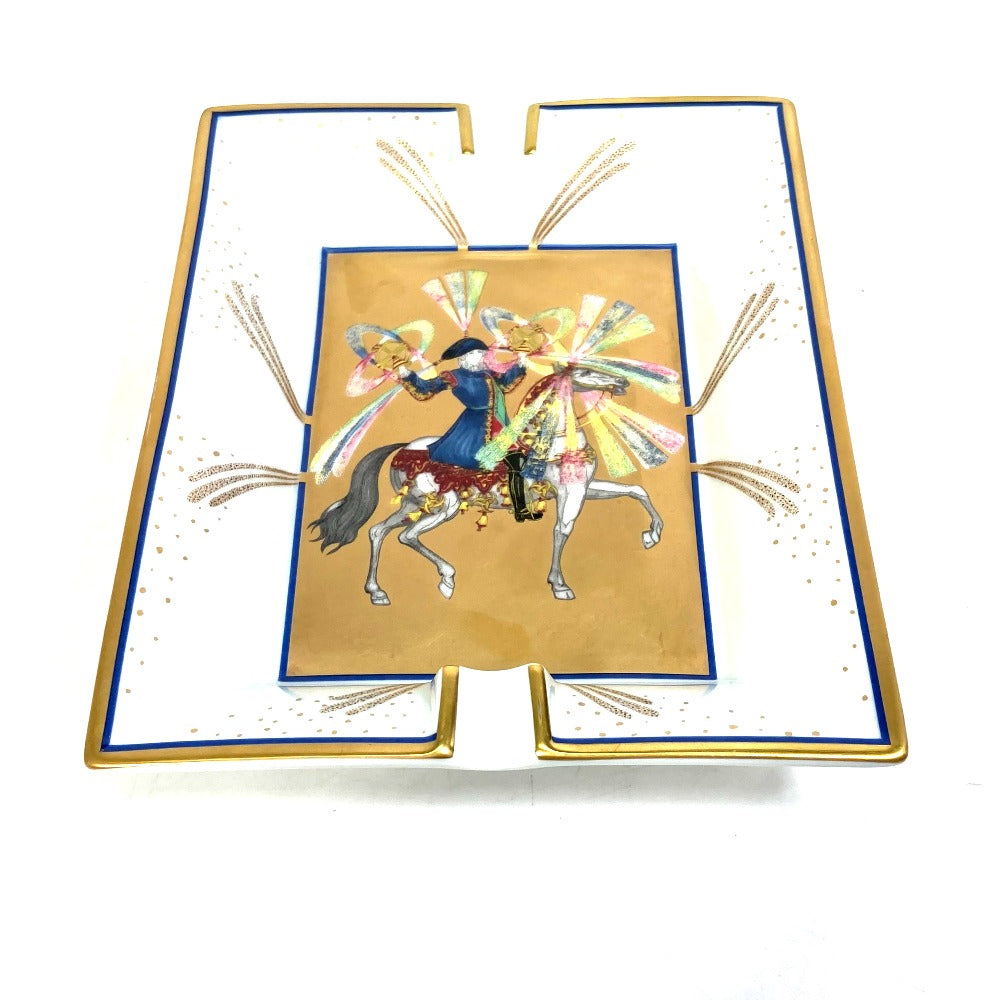 HERMES Ashtray, Ceramic, Women's, White x Gold