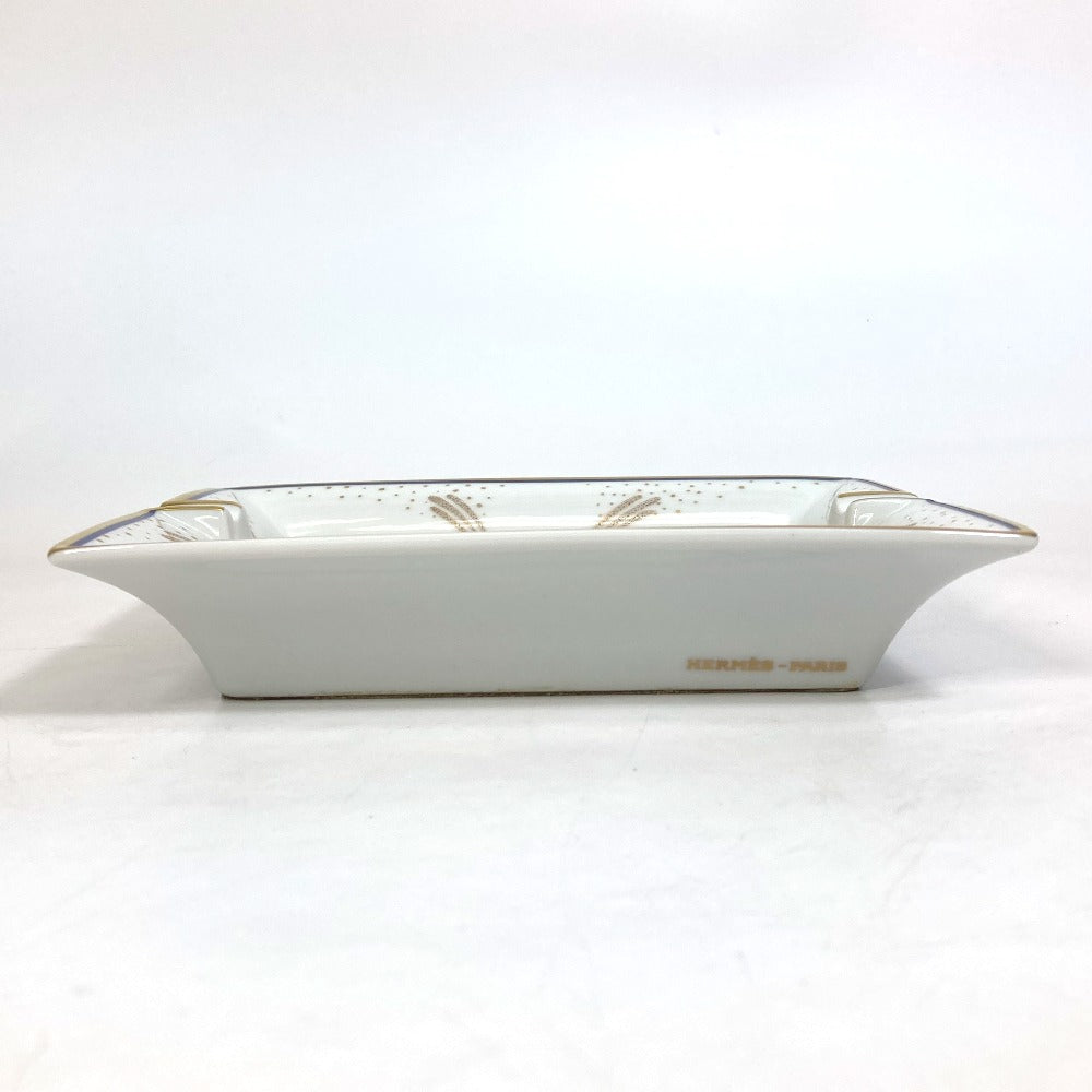 HERMES Ashtray, Ceramic, Women's, White x Gold