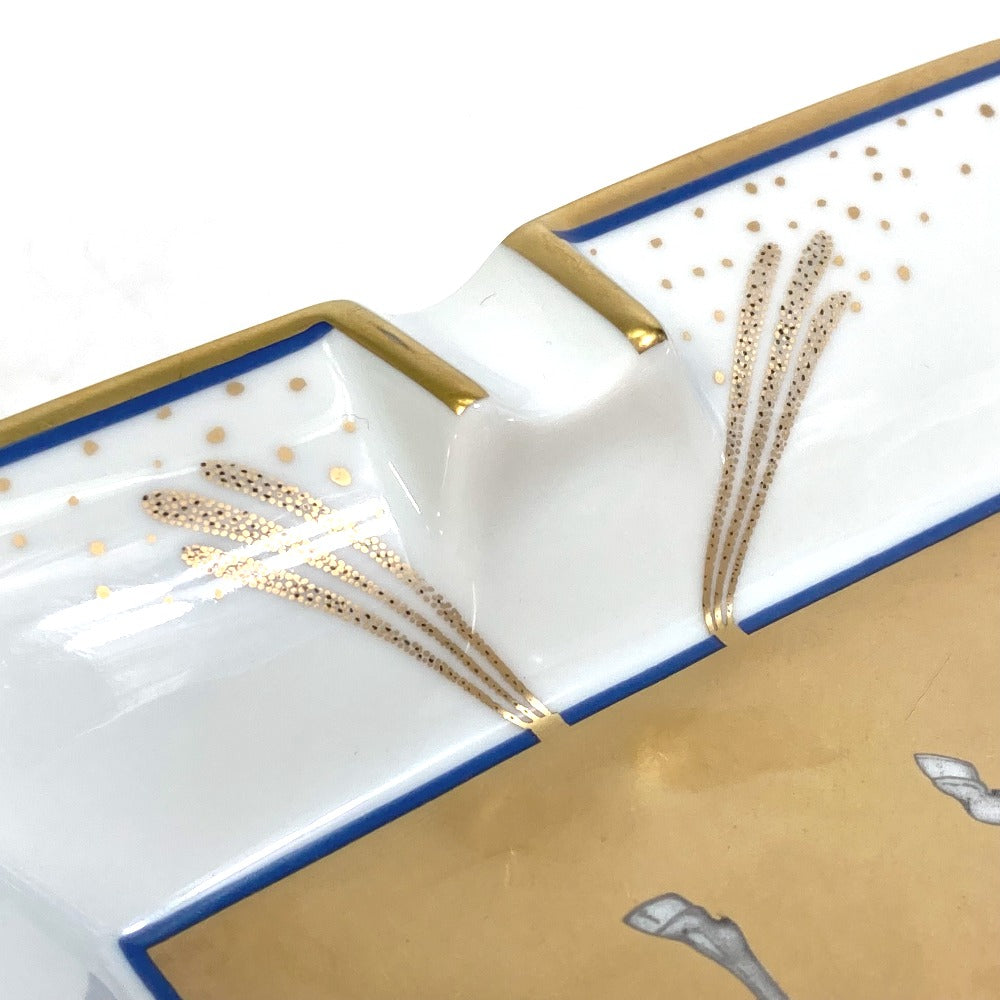 HERMES Ashtray, Ceramic, Women's, White x Gold