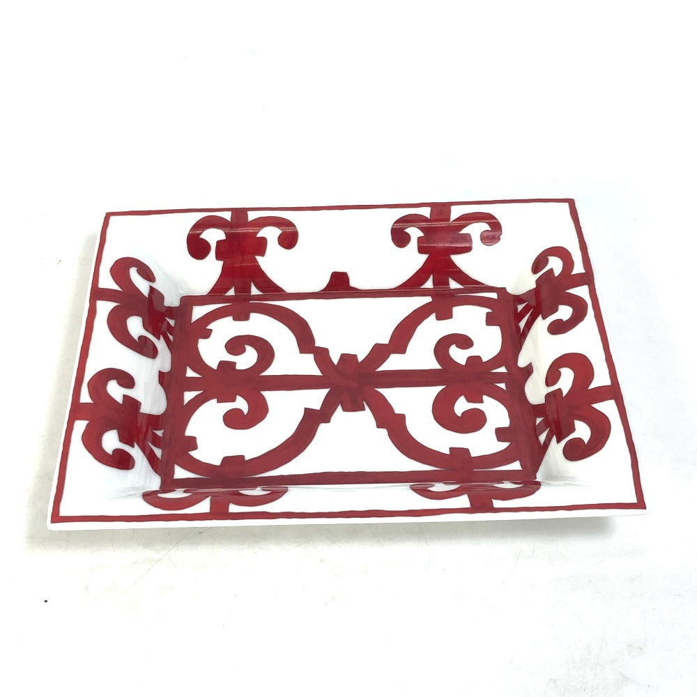 HERMES Gadalquivir Ashtray, Two-Tone Ceramic, Red, for Women, Interior Accessories