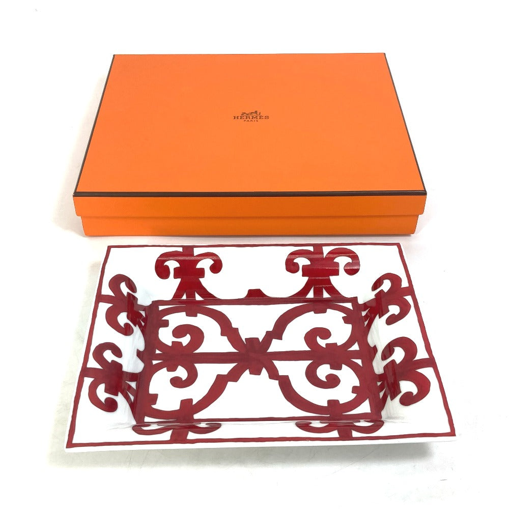 HERMES Gadalquivir Ashtray, Two-Tone Ceramic, Red, for Women, Interior Accessories