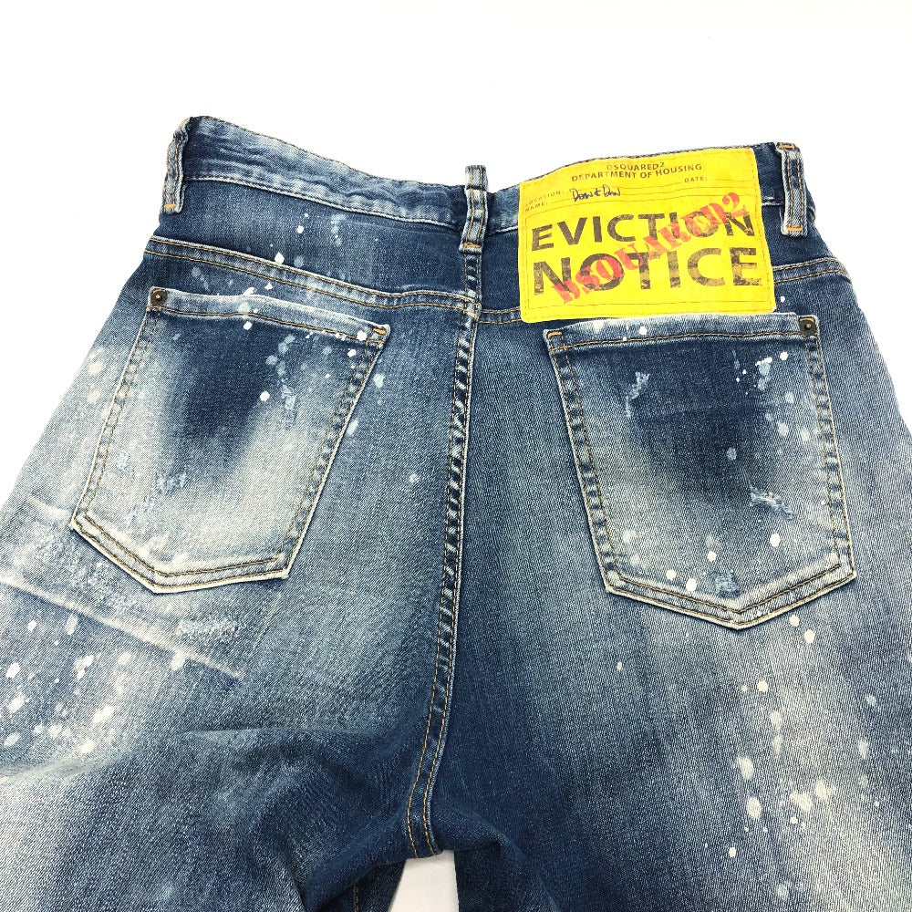 DSQUARED2 S75LB595 ペイント/アパレル デニムパンツ クラッシュデニム デニムパンツ コットン レディース ブルー