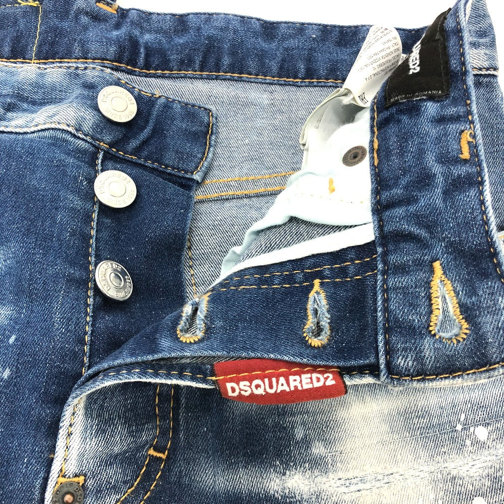 DSQUARED2 S75LB595 ペイント/アパレル デニムパンツ クラッシュデニム デニムパンツ コットン レディース ブルー