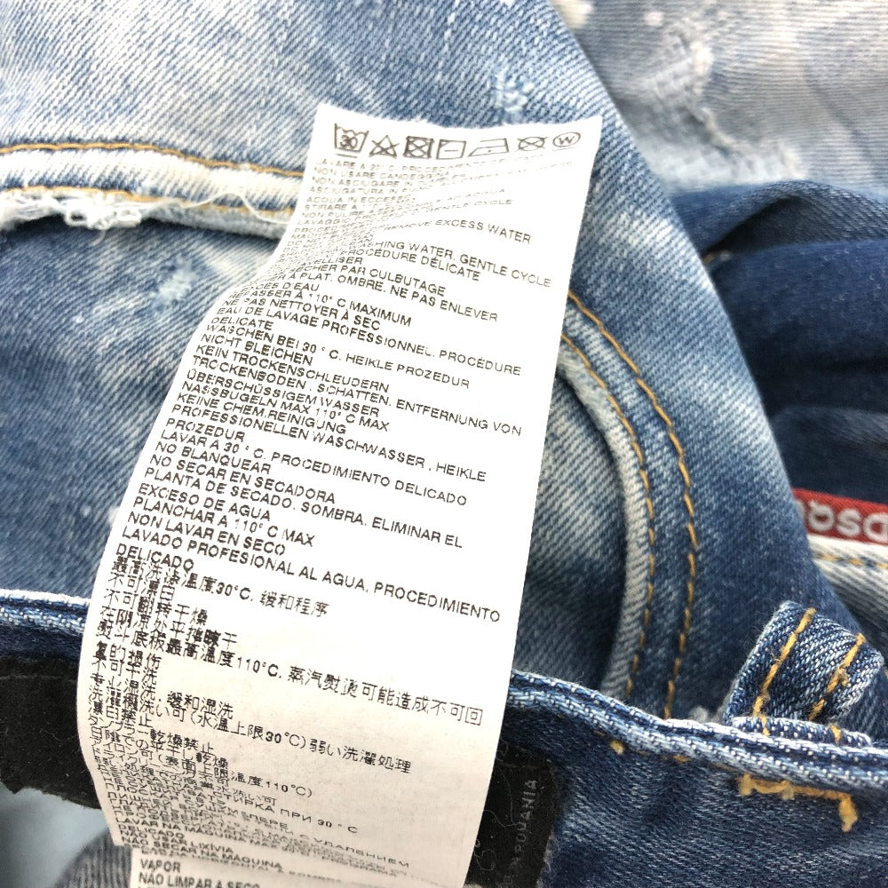 DSQUARED2 S75LB595 ペイント/アパレル デニムパンツ クラッシュデニム デニムパンツ コットン レディース ブルー