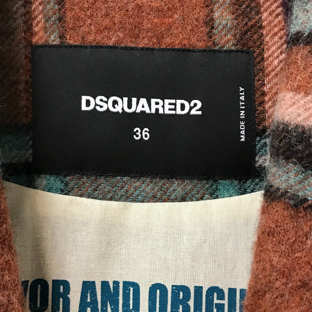 DSQUARED2 S75AA0396 2023年最新モデル チェック柄 コート 長袖 アウター ジャケット ウール レディース