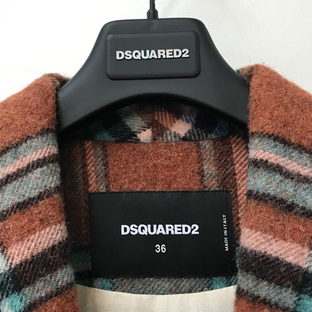 DSQUARED2 S75AA0396 2023年最新モデル チェック柄 コート 長袖 アウター ジャケット ウール レディース