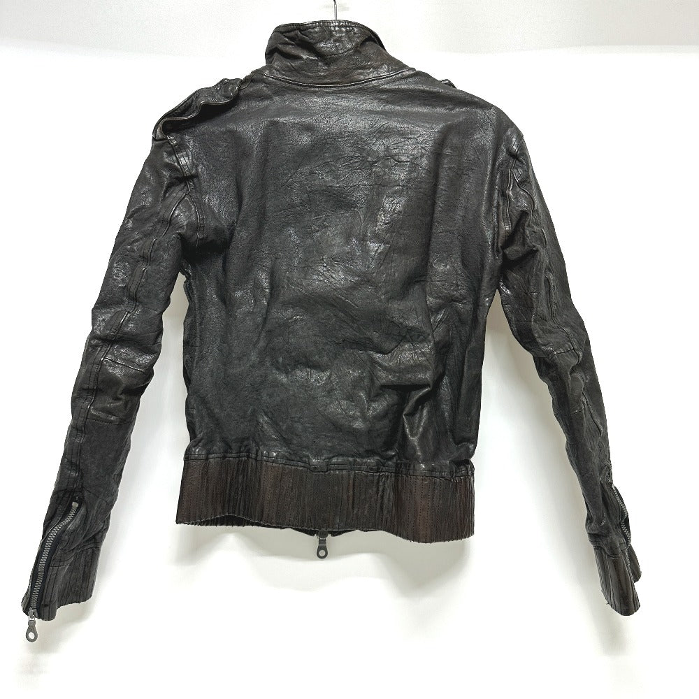 ISAMUKATAYAMA BACKLASH 982-02 Men's Buffalo Leather Zip-Up Rider's Jacket in Dark Brown