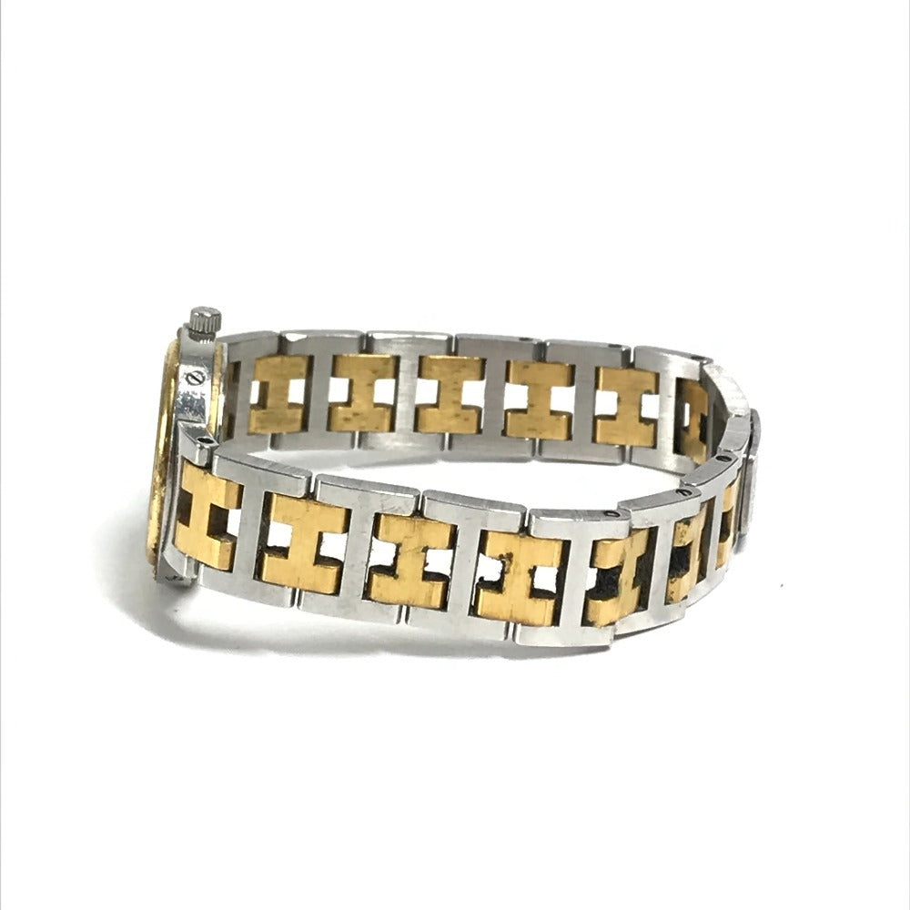 HERMES クリッパー クォーツ コンビ ウォッチ 腕時計 SS/GP レディース シルバー