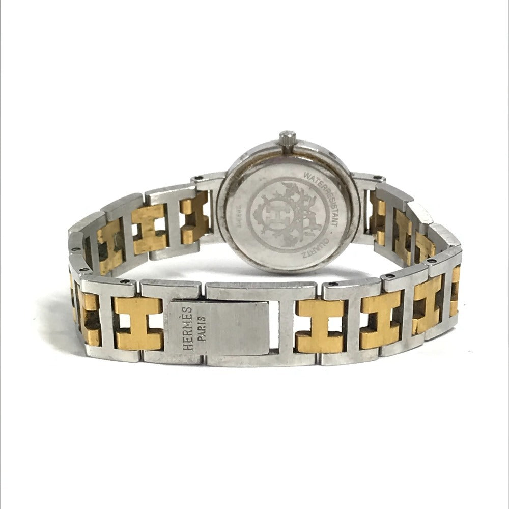 HERMES クリッパー クォーツ コンビ ウォッチ 腕時計 SS/GP レディース シルバー