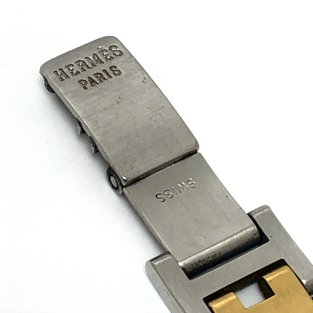 HERMES CL3.240 クリッパー クォーツ デイト ウォッチ ラウンドフェイス コンビ 腕時計 SS レディース シルバー