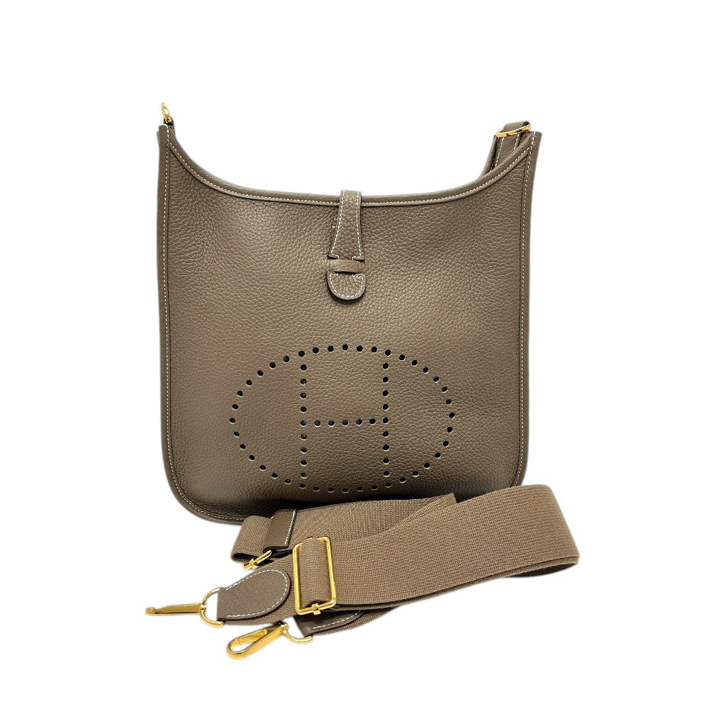 HERMES Evelyne3PM Troyes Crossbody Bags Shoulder Bag Taurillon Clemence Etoupe Brown Used