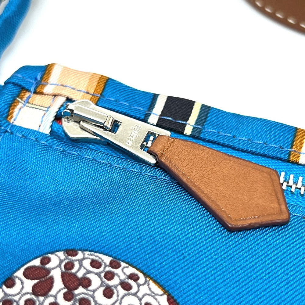 HERMES シルキーシティ PM 斜め掛け カバン ポーチ付き バッグ ショルダーバッグ シルク レディース ブルー