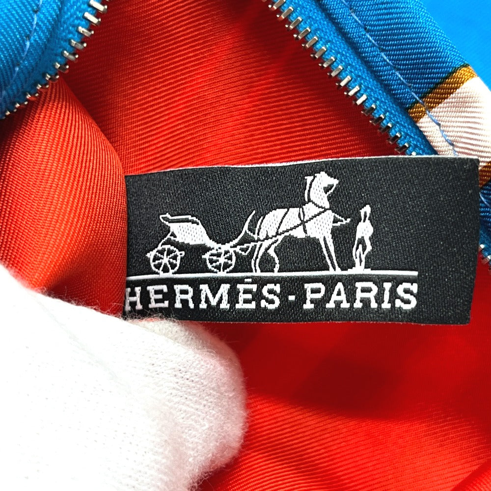 HERMES シルキーシティ PM 斜め掛け カバン ポーチ付き バッグ ショルダーバッグ シルク レディース ブルー