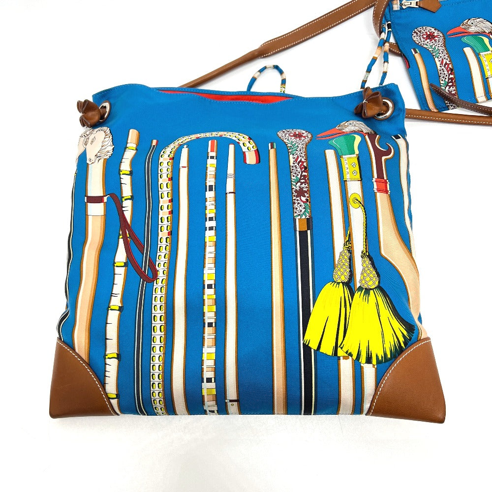 HERMES シルキーシティ PM 斜め掛け カバン ポーチ付き バッグ ショルダーバッグ シルク レディース ブルー