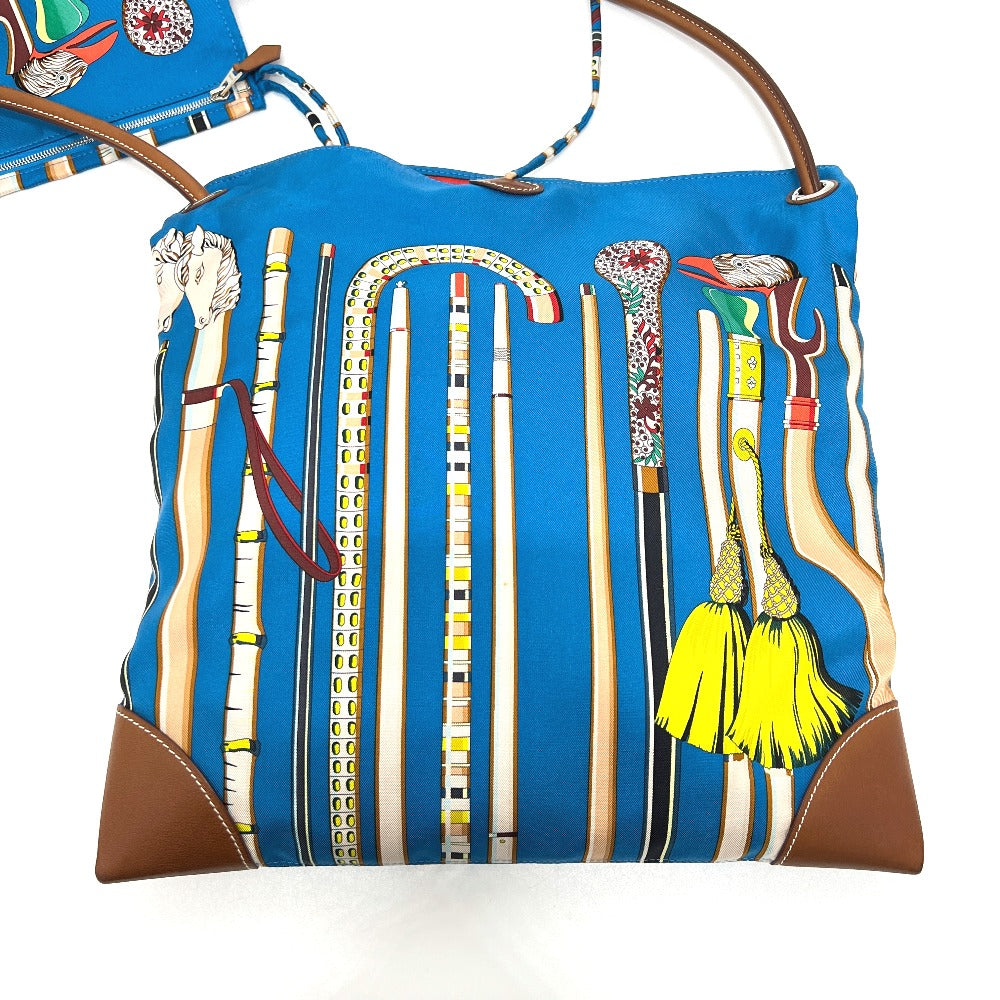 HERMES シルキーシティ PM 斜め掛け カバン ポーチ付き バッグ ショルダーバッグ シルク レディース ブルー