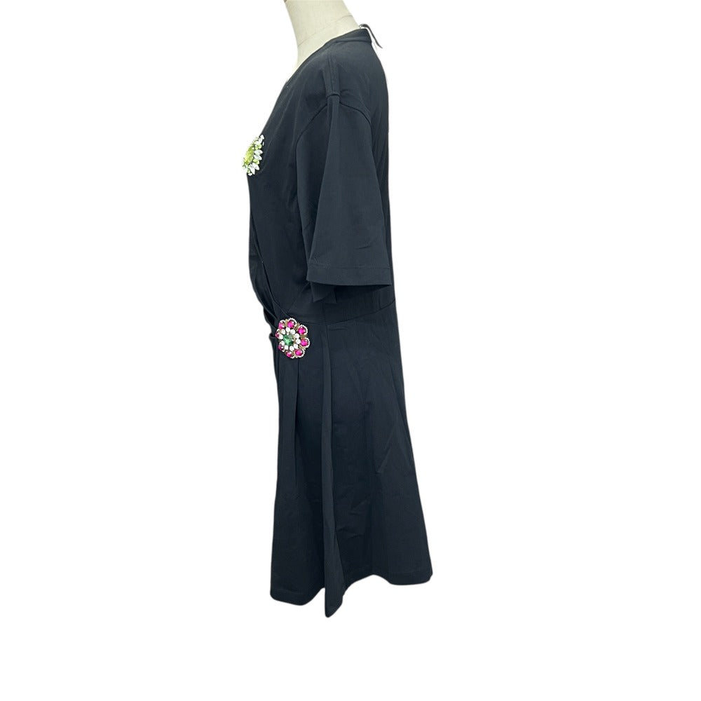 Moschino KS7251145 logo Bijou motif lengan pendek pakaian pakaian pakaian kapas wanita hitam