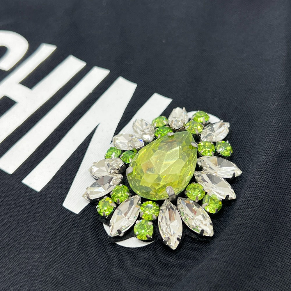 Moschino KS7251145 logo Bijou motif lengan pendek pakaian pakaian pakaian kapas wanita hitam