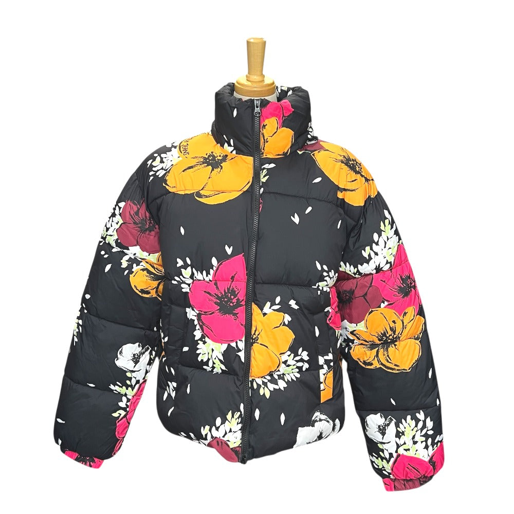 Moschino WT5854203 Pakaian Pakaian Padded Padded Floral Down Jacket Nylon Wanita Hitam