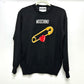 MOSCHINO Safety Pin Heart Motif Long Sleeve Apparel Sweater Wool Women's Black