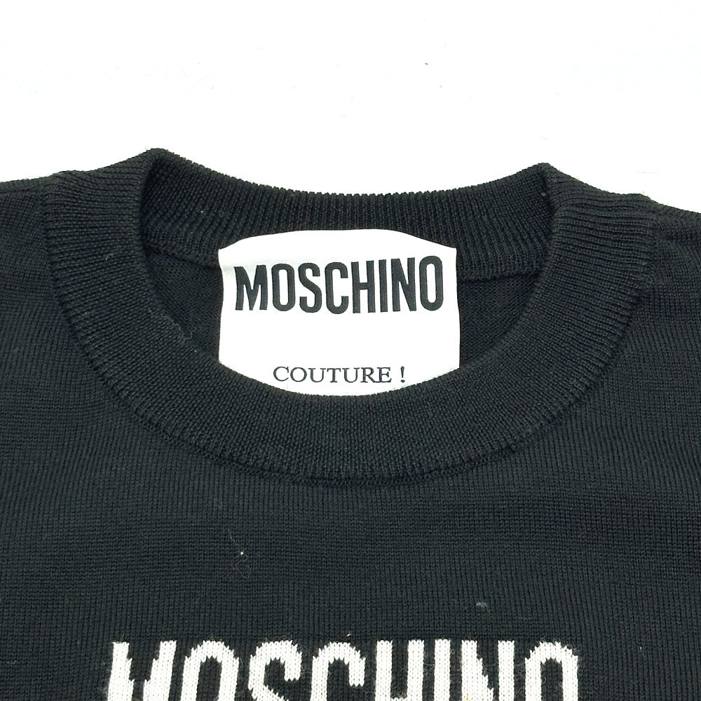 MOSCHINO Safety Pin Heart Motif Long Sleeve Apparel Sweater Wool Women's Black