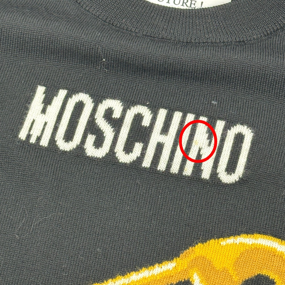 MOSCHINO Safety Pin Heart Motif Long Sleeve Apparel Sweater Wool Women's Black