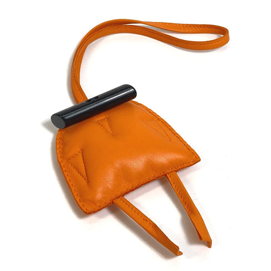 HERMES Petit H Owl Charm, Decorative Accessory, Bag Charm, Leather, Unisex, Orange