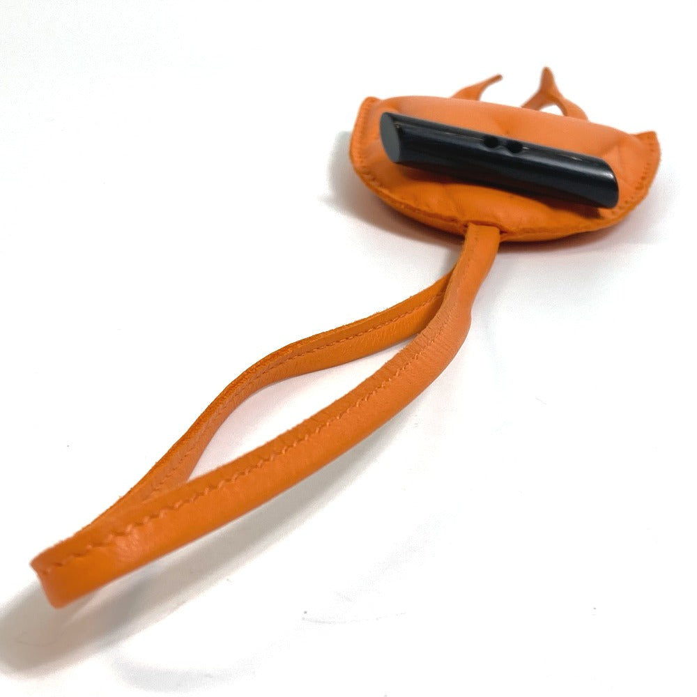 HERMES Petit H Owl Charm, Decorative Accessory, Bag Charm, Leather, Unisex, Orange