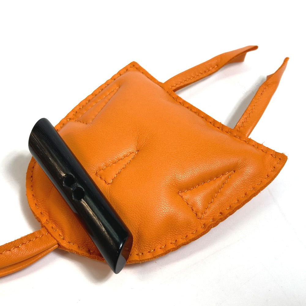 HERMES Petit H Owl Charm, Decorative Accessory, Bag Charm, Leather, Unisex, Orange