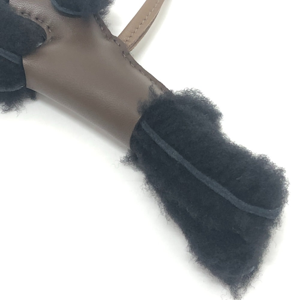 Hermes Buddy Charm Dog Charm Buddy Bag Charm Sheepskin Wanita Hitam/Chocolat/Etoupe Brown