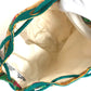HERMES Vintage Bird Print Drawstring Bag, One-Shoulder Canvas Shoulder Bag, Women's, Green