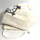 HERMES Marine Print Drawstring Pile Shoulder Bag, Cotton, White