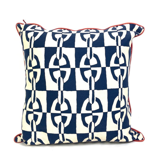HERMES Chaine d'Ancre interior pillow, cotton, unisex, navy
