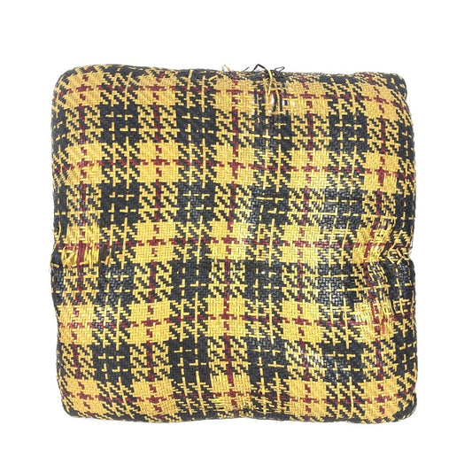 HERMES Check Braid pillow pillow interior cushion Leather yellow Used