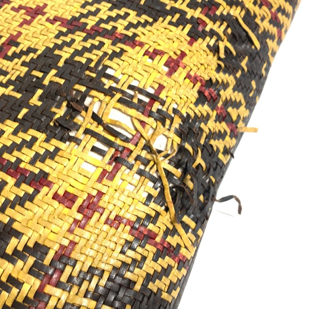HERMES Check Braid pillow pillow interior cushion Leather yellow Used