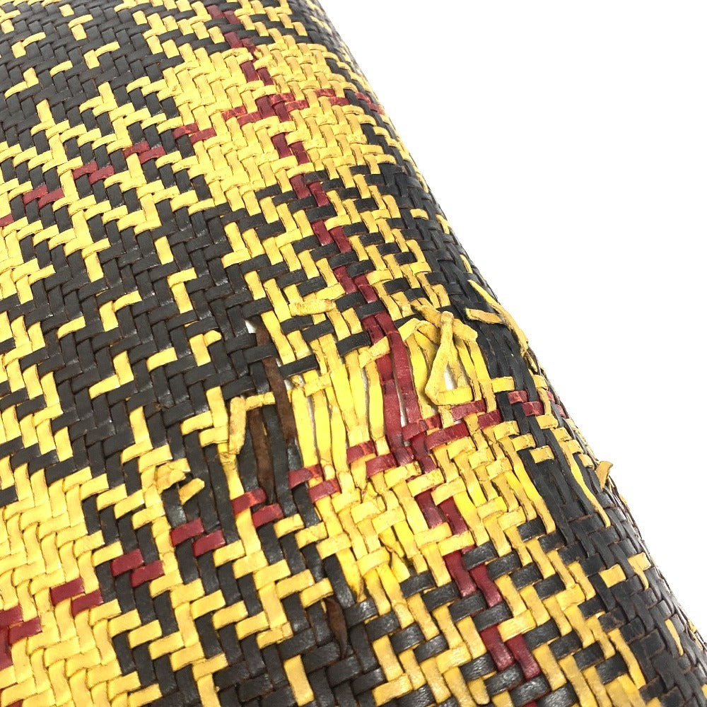 HERMES Check Braid pillow pillow interior cushion Leather yellow Used
