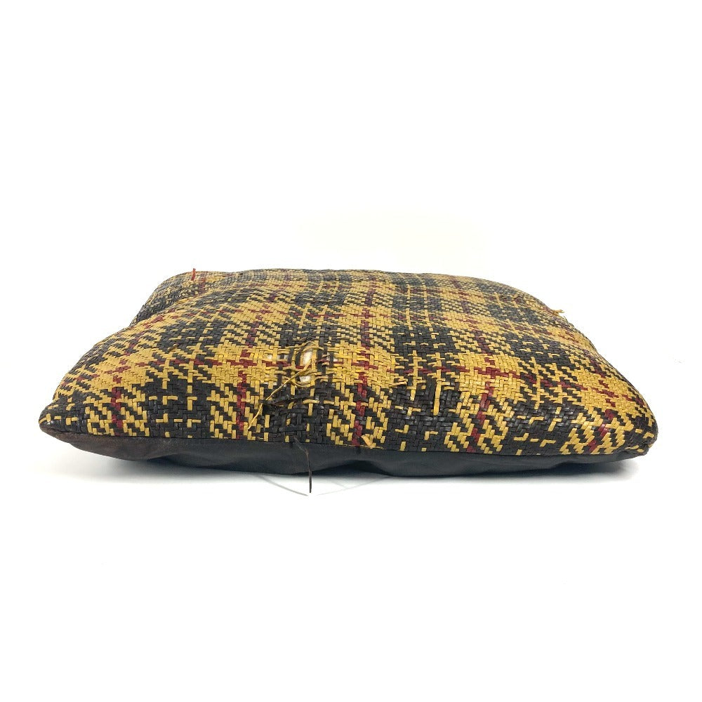 HERMES Check Braid pillow pillow interior cushion Leather yellow Used