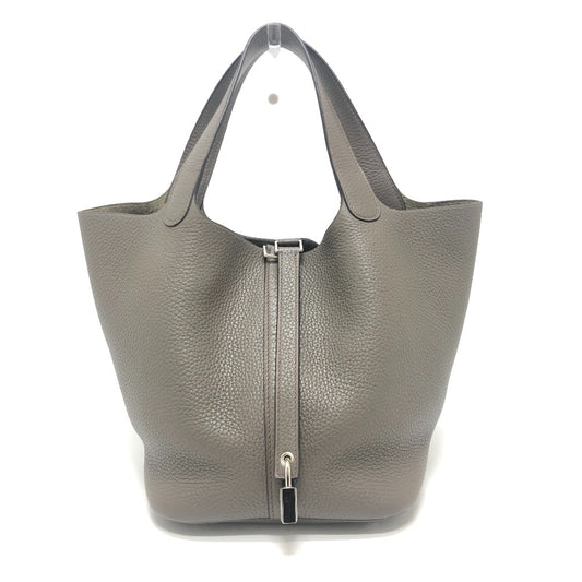 HERMES ピコタンロックMM ピコタン MM シルバー金具 カバン ハンドバッグ トリヨンクレマンス レディース エタン グレー