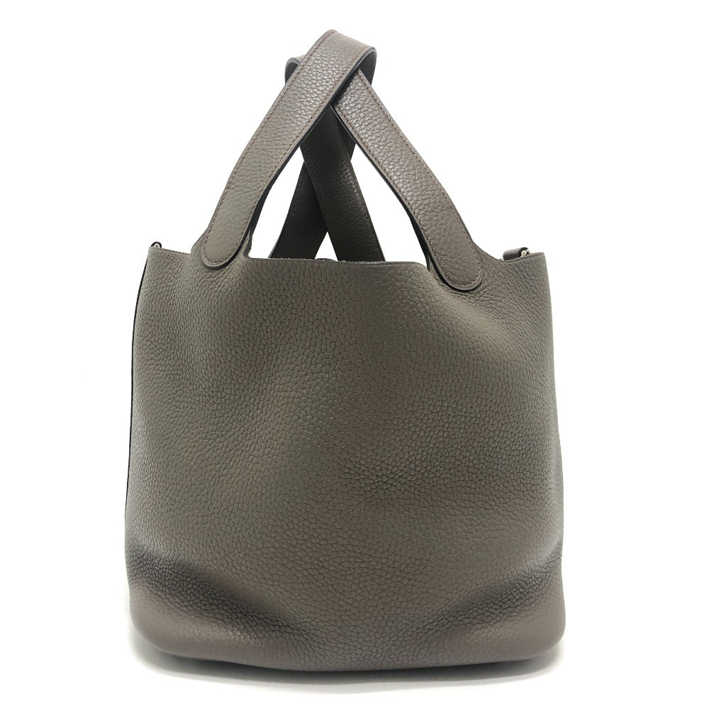 HERMES ピコタンロックMM ピコタン MM シルバー金具 カバン ハンドバッグ トリヨンクレマンス レディース エタン グレー