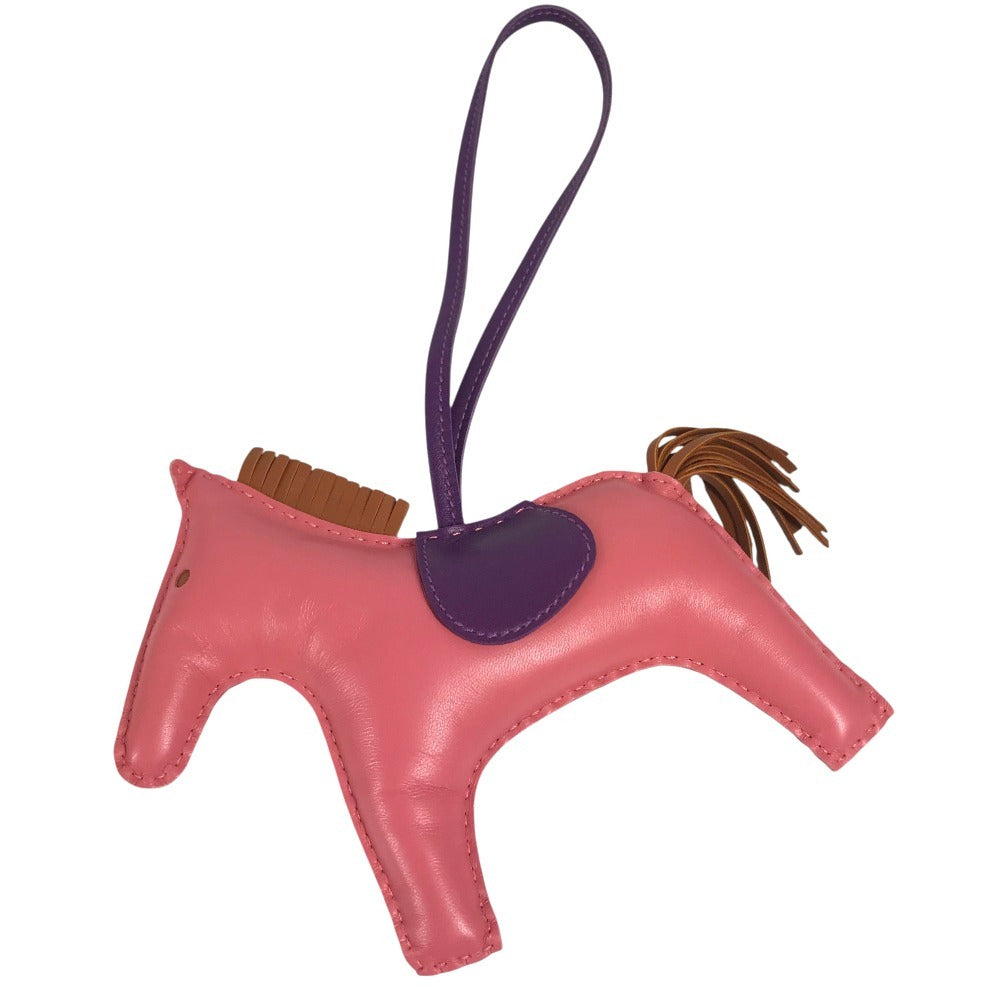 HERMES Rodeo GM Bag Charm, Horse Cheval Keychain Charm, Anjou Miro, Women's, Pink