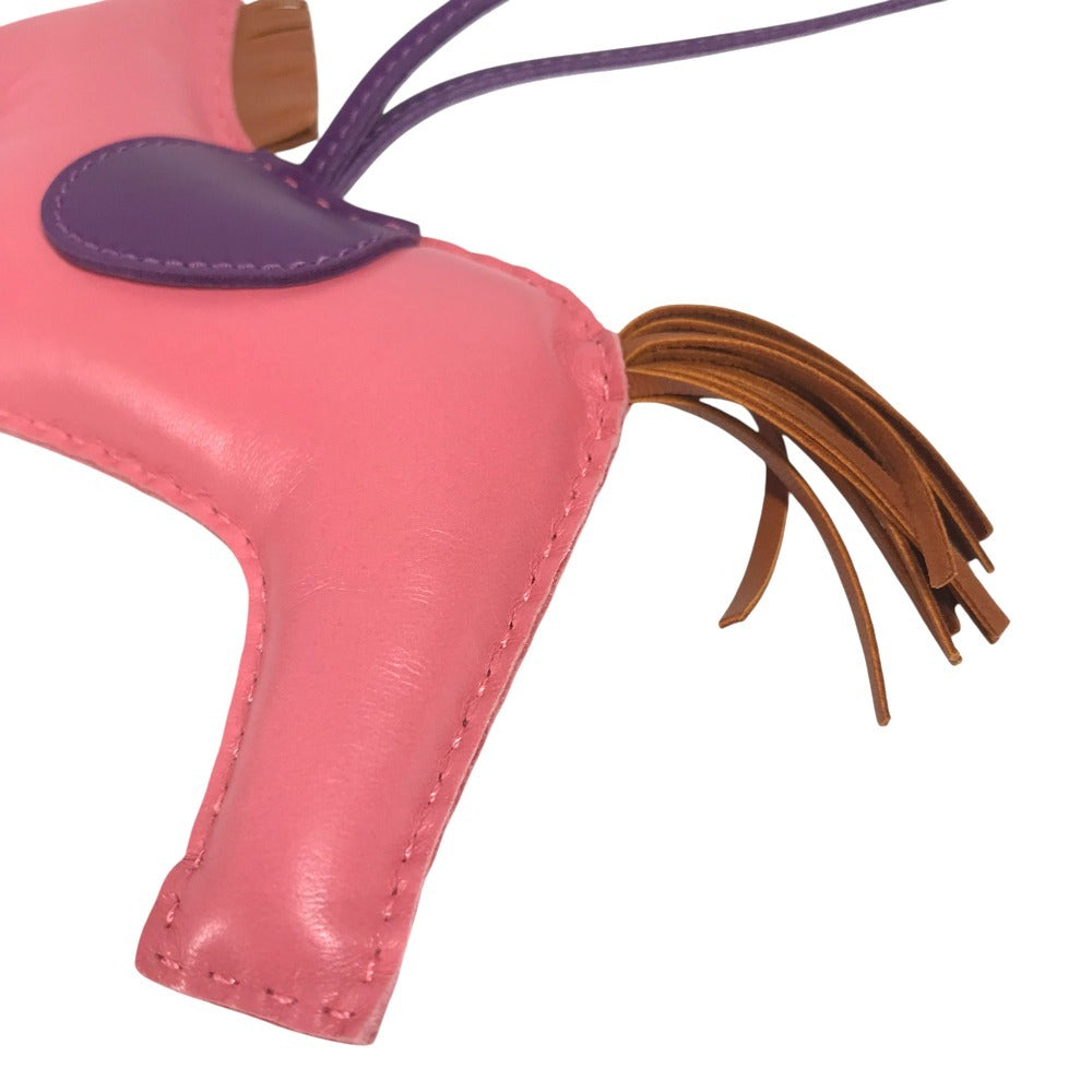 HERMES Rodeo GM Bag Charm, Horse Cheval Keychain Charm, Anjou Miro, Women's, Pink