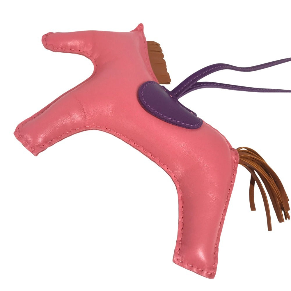 HERMES Rodeo GM Bag Charm, Horse Cheval Keychain Charm, Anjou Miro, Women's, Pink
