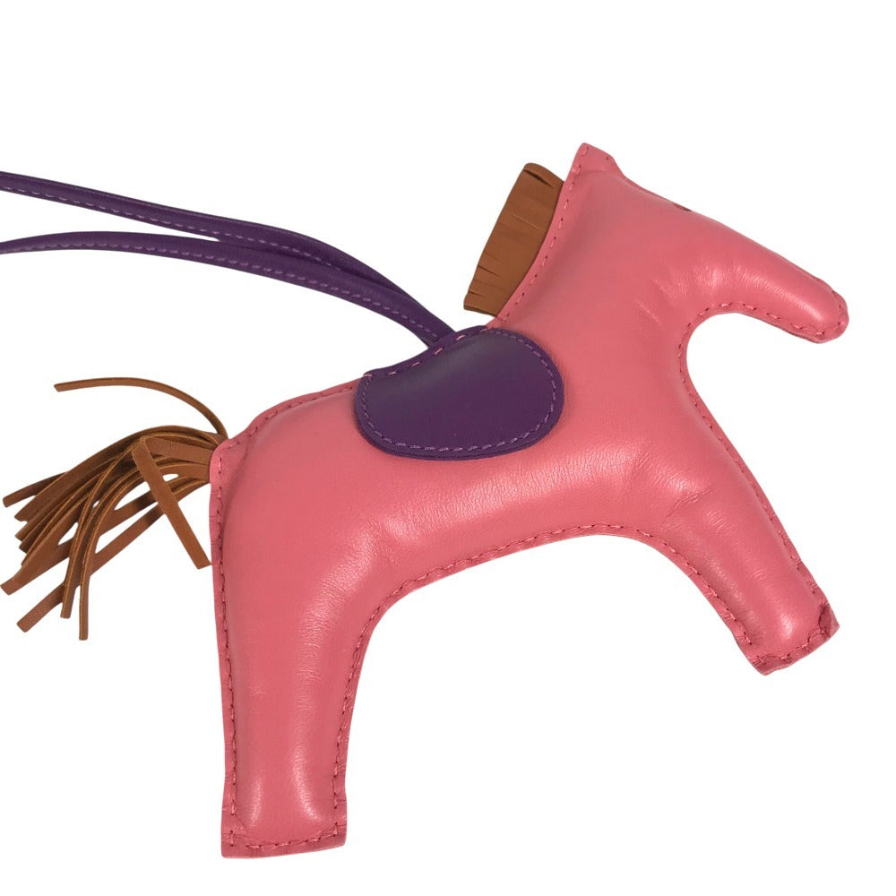 HERMES Rodeo GM Bag Charm, Horse Cheval Keychain Charm, Anjou Miro, Women's, Pink