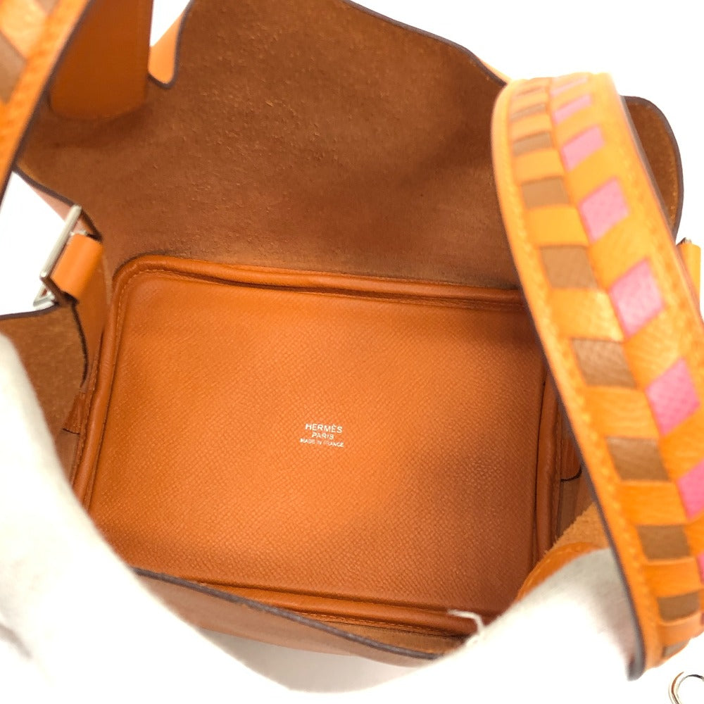 HERMES ピコタンロックＰＭ トレサージュ バッグ カバン バック ハンドバック PM ハンドバッグ エプソン レディース アプリコット オレンジ - brandshop-reference