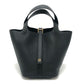 HERMES Picotin Lock PM Handbag in Taurillon Clemence Leather with K Stamp and Gold Hardware, Black