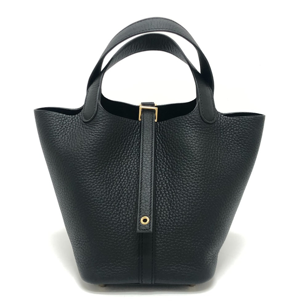HERMES Picotin Lock PM Handbag in Taurillon Clemence Leather with K Stamp and Gold Hardware, Black