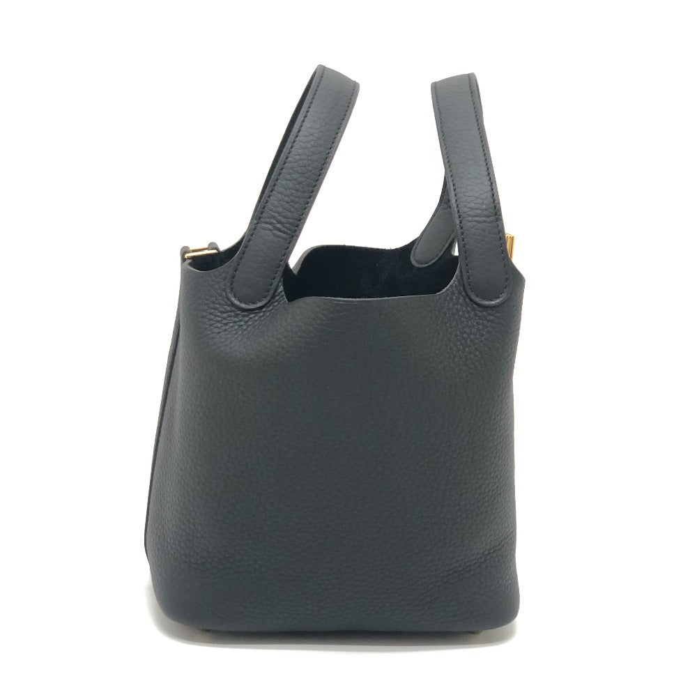 HERMES Picotin Lock PM Handbag in Taurillon Clemence Leather with K Stamp and Gold Hardware, Black