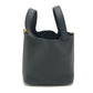 HERMES Picotin Lock PM Handbag in Taurillon Clemence Leather with K Stamp and Gold Hardware, Black