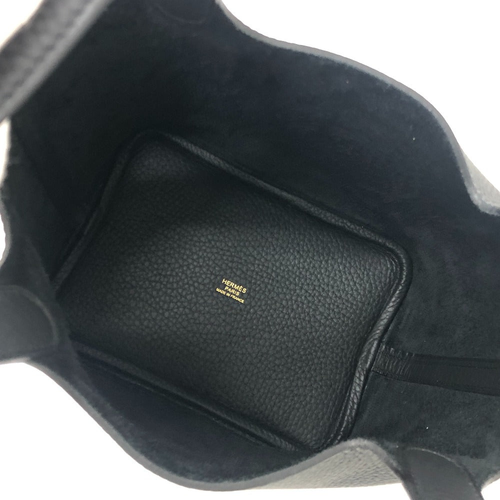 HERMES Picotin Lock PM Handbag in Taurillon Clemence Leather with K Stamp and Gold Hardware, Black